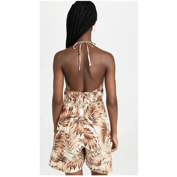 NWT $495 Autumn Adeigbo Karina Jumpsuit - Tropical Palm Resort Romper - Picture 3 of 13
